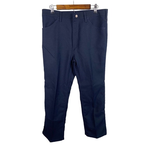 Vtg Wrangler Navy Blue Jeans Dress Pants 34x28 USA Made Mens Style 00082NV - Picture 1 of 6